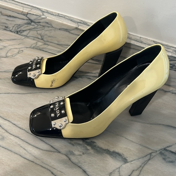 Prada heels only worn inside and on carpet. Several discolorations as depicted - Picture 2 of 12